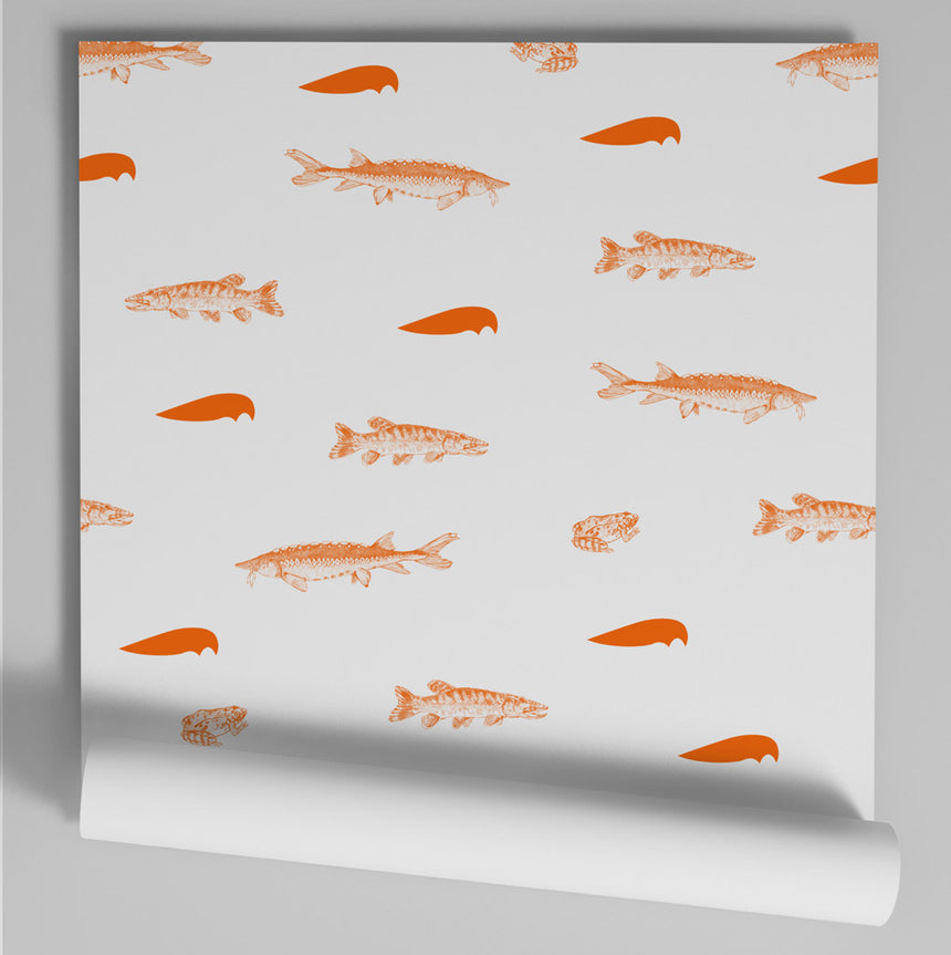 papier peint Lac Abitibi orange rouleau