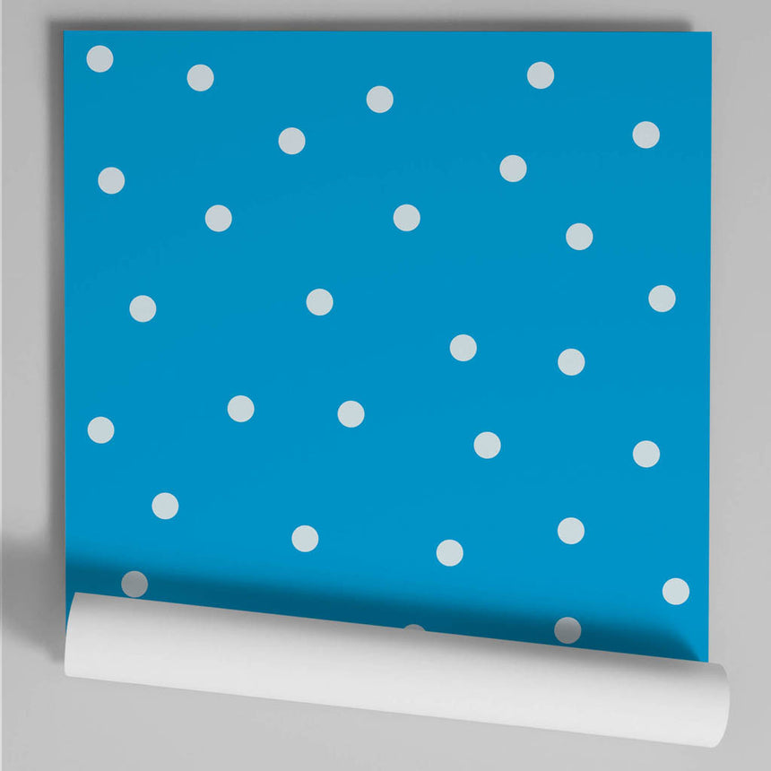 papier peint Polka bleu électrique rouleau