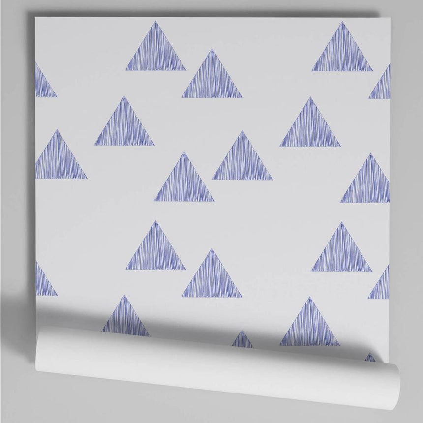 papier peint Triangle bleu rouleau