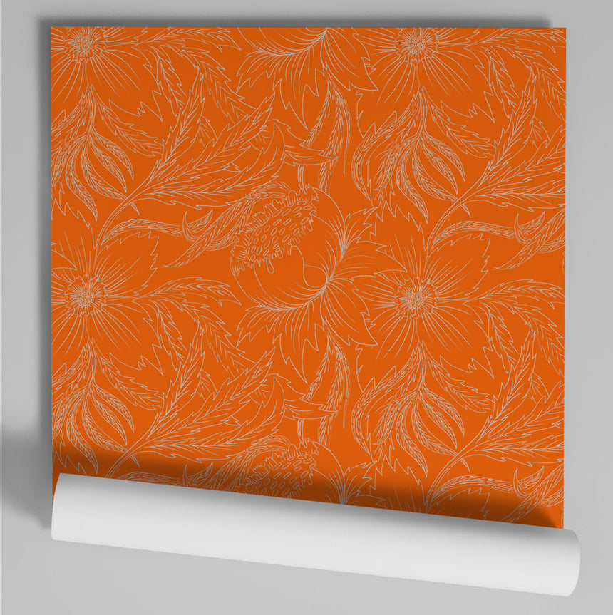 papier peint Will orange renversé rouleau